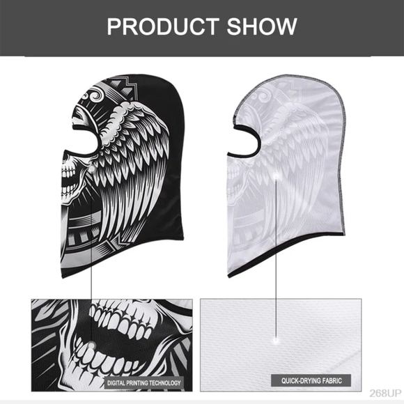 Tactical Skull Ghost Printed Full Face Mask Balaclava Halloween Ski Motorcycle - Picture 5 of 6
